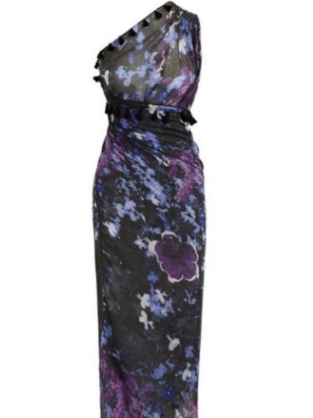 One-Shoulder Purple Floral Swimsuit Coverup